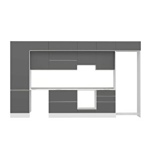 Alvinka 400x240 Cm High Gloss Mdf Mutfak Dolabı Beyaz Beyaz Mbb-e80b60s60-1