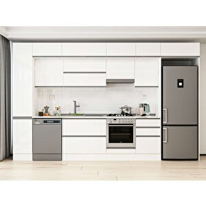 Alvinka 370x240 Cm High Gloss Mutfak Dolabı Beyaz Beyaz Mbb-e80b40s50-1 Beyaz