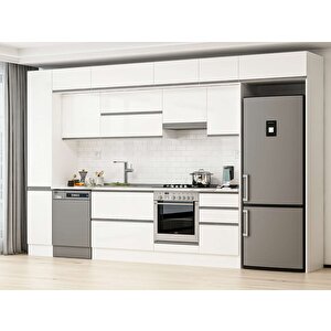 Alvinka 370x240 Cm High Gloss Mutfak Dolabı Beyaz Beyaz Mbb-e80b40s50-1 Beyaz