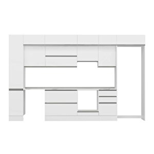 Alvinka 370x240 Cm High Gloss Mutfak Dolabı Beyaz Beyaz Mbb-e80b40s50-1