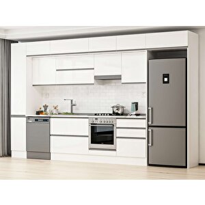 Alvinka 390x240 Cm High Gloss Mutfak Dolabı Beyaz Beyaz Mbb-e90b40s60-1 Beyaz