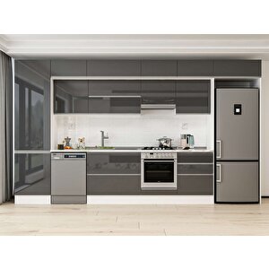 Alvinka 400x240 Cm High Gloss Mdf Mutfak Dolabı Beyaz Antrasıt Mbb-e80b60s60-1 Antrasit