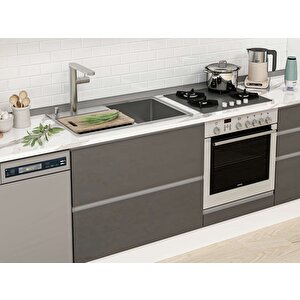 Alvinka 400x240 Cm High Gloss Mdf Mutfak Dolabı Beyaz Antrasıt Mbb-e80b60s60-1 Antrasit