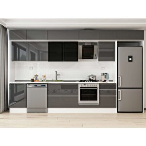 Alvinka 390x240 Cm High Gloss Mutfak Dolabı Beyaz Antrasıt Mb-e90s50s50-3 Antrasit