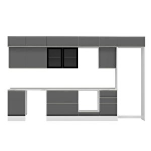 Alvinka 390x240 Cm High Gloss Mutfak Dolabı Beyaz Antrasıt Mb-e90s50s50-3