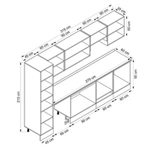 Alvinka 315x210 Cm High Gloss Mdf Mutfak Dolabı Beyaz Beyaz Mb-e90b45s60-1