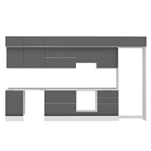 Alvinka 390x240 Cm High Gloss Mdf Mutfak Dolabı Beyaz Antrasıt Mb-e80s50s60-1