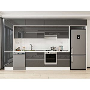 Alvinka 390x240 Cm High Gloss Mutfak Dolabı Beyaz Antrasıt Mbb-e90b40s60-1 Antrasit