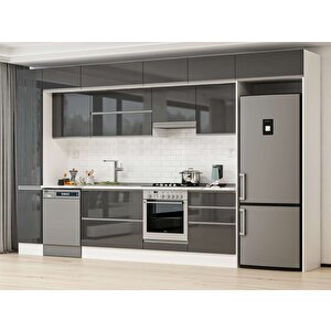 Alvinka 390x240 Cm High Gloss Mutfak Dolabı Beyaz Antrasıt Mbb-e90b40s60-1 Antrasit