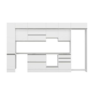 Alvinka 390x240 Cm High Gloss Mutfak Dolabı Beyaz Antrasıt Mbb-e90b40s60-1