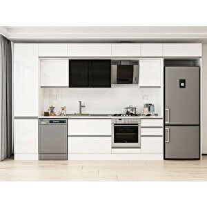 Alvinka 375x240 Cm High Gloss Mdf Mutfak Dolabı Beyaz Beyaz Mbb-e80b50s45-3 Beyaz