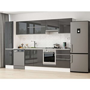 Alvinka 315x210 Cm High Gloss Mdf Mutfak Dolabı Beyaz Antrasıt Mb-e90b45s60-1 Antrasit