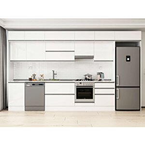 Alvinka 390x240 Cm High Gloss Mdf Mutfak Dolabı Beyaz Beyaz Mb-e80s50s60-1 Beyaz