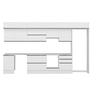Alvinka 390x240 Cm High Gloss Mdf Mutfak Dolabı Beyaz Beyaz Mb-e80s50s60-1