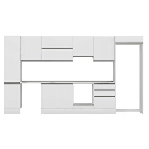 Alvinka 385x222 Cm High Gloss Mdf Mutfak Dolabı Beyaz Antrasıt Mbb-e80b45s60-1