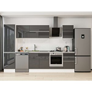 Alvinka 310x210 Cm High Gloss Mutfak Dolabı Beyaz Antrasıt Mb-e90b50s50-2 Antrasit
