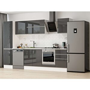 Alvinka 310x210 Cm High Gloss Mutfak Dolabı Beyaz Antrasıt Mb-e90b50s50-2 Antrasit