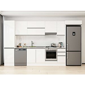 Alvinka 370x222 Cm High Gloss Mdf Mutfak Dolabı Beyaz Beyaz Mbb-e80b50s40-1 Beyaz