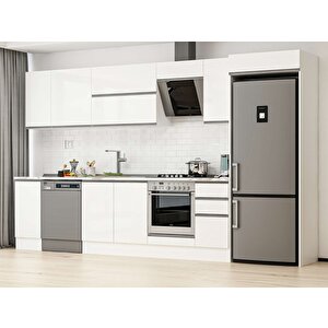 Alvinka 370x222 Cm High Gloss Mutfak Dolabı Beyaz Beyaz Mb-e90s40s40-2 Beyaz