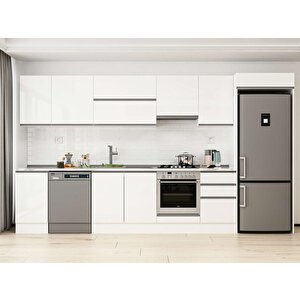 Alvinka 375x222 Cm High Gloss Mutfak Dolabı Beyaz Beyaz Mb-e80s45s50-1 Beyaz