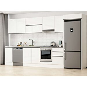 Alvinka 375x222 Cm High Gloss Mutfak Dolabı Beyaz Beyaz Mb-e80s45s50-1 Beyaz