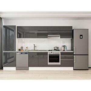 Alvinka 330x210 Cm High Gloss Mutfak Dolabı Beyaz Antrasıt Mb-e90b60s60-1 Antrasit