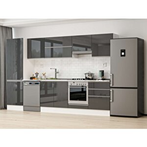 Alvinka 330x210 Cm High Gloss Mutfak Dolabı Beyaz Antrasıt Mb-e90b60s60-1 Antrasit