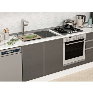 Alvinka 330x210 Cm High Gloss Mutfak Dolabı Beyaz Antrasıt Mb-e90b60s60-1 Antrasit