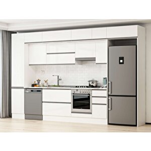 Alvinka 365x240 Cm High Gloss Mdf Mutfak Dolabı Beyaz Beyaz Mbb-e80b45s40-1 Beyaz