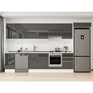 Alvinka 375x222 Cm High Gloss Mutfak Dolabı Beyaz Antrasıt Mb-e80s45s50-1 Antrasit