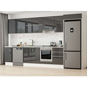 Alvinka 375x222 Cm High Gloss Mutfak Dolabı Beyaz Antrasıt Mb-e80s45s50-1 Antrasit