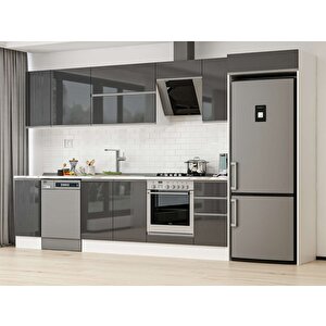 Alvinka 370x222 Cm High Gloss Mutfak Dolabı Beyaz Antrasıt Mb-e90s40s40-2 Antrasit
