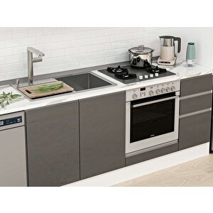 Alvinka 370x222 Cm High Gloss Mutfak Dolabı Beyaz Antrasıt Mb-e90s40s40-2 Antrasit