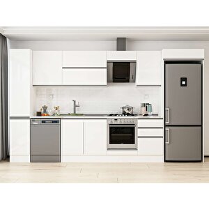Alvinka 380x222 Cm High Gloss Mdf Mutfak Dolabı Beyaz Beyaz Mbb-e90b40s50-2 Beyaz