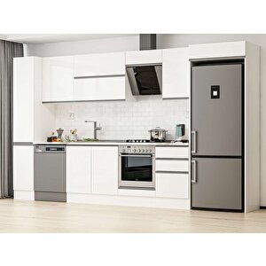 Alvinka 380x222 Cm High Gloss Mdf Mutfak Dolabı Beyaz Beyaz Mbb-e90b40s50-2 Beyaz