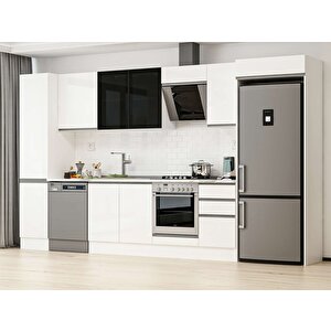 Alvinka 370x222 Cm High Gloss Mdf Mutfak Dolabı Beyaz Beyaz Mbb-e80b45s45-3 Beyaz