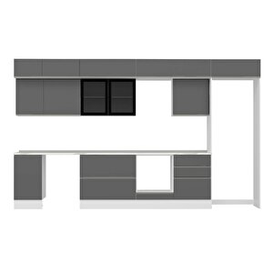 Alvinka 395x240 Cm High Gloss Mdf Mutfak Dolabı Beyaz Antrasıt Mb-e90s45s60-3