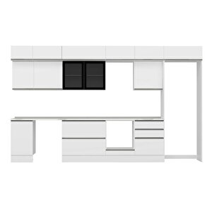 Alvinka 395x240 Cm High Gloss Mdf Mutfak Dolabı Beyaz Antrasıt Mb-e90s45s60-3