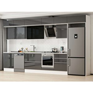 Alvinka 400x240 Cm High Gloss Mdf Mutfak Dolabı Beyaz Antrasıt Mb-e80s60s60-3 Antrasit