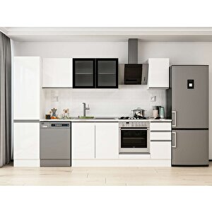 Alvinka 300x210 Cm High Gloss Mutfak Dolabı Beyaz Beyaz Mb-e90b50s40-3 Beyaz