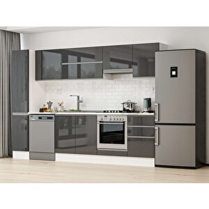 Alvinka 290x210 Cm High Gloss Mutfak Dolabı Beyaz Antrasıt Mb-e80b40s50-1 Antrasit