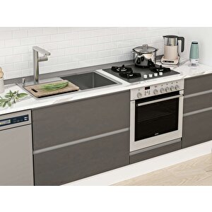 Alvinka 365x240 Cm High Gloss Mdf Mutfak Dolabı Beyaz Antrasıt Mb-e80s45s40-1 Antrasit