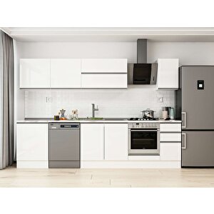 Alvinka 300x210 Cm High Gloss Mdf Mutfak Dolabı Beyaz Beyaz M-e80s60s40-2 Beyaz
