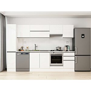 Alvinka 290x210 Cm High Gloss Mutfak Dolabı Beyaz Beyaz Mb-e80b40s50-1 Beyaz
