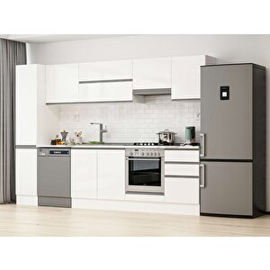 Alvinka 290x210 Cm High Gloss Mutfak Dolabı Beyaz Beyaz Mb-e80b40s50-1 Beyaz