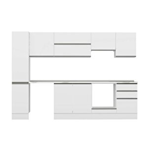 Alvinka 290x210 Cm High Gloss Mutfak Dolabı Beyaz Beyaz Mb-e80b40s50-1