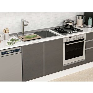 Alvinka 300x210 Cm High Gloss Mdf Mutfak Dolabı Beyaz Antrasıt M-e80s60s40-2 Antrasit