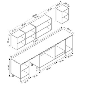 Alvinka 300x210 Cm High Gloss Mdf Mutfak Dolabı Beyaz Antrasıt M-e80s60s40-2