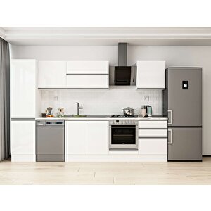 Alvinka 310x210 Cm High Gloss Mutfak Dolabı Beyaz Beyaz Mb-e80b50s60-2 Beyaz