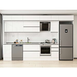 Alvinka 375x240 Cm High Gloss Mdf Mutfak Dolabı Beyaz Beyaz Mb-e90s45s40-2 Beyaz